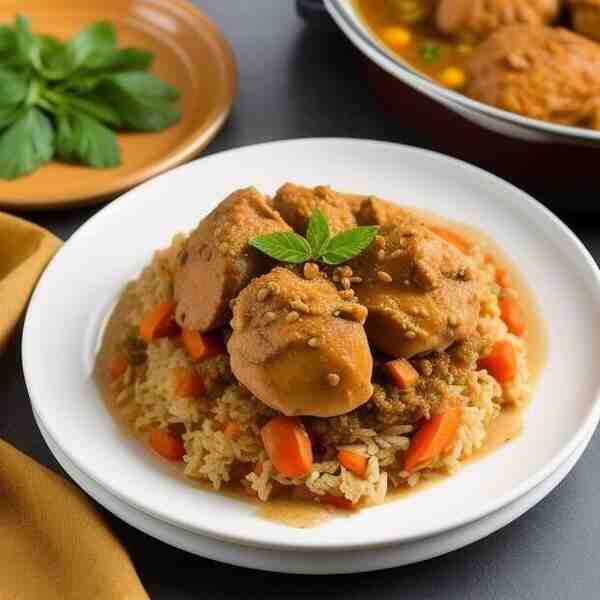 Тушеная курица с овощами Дакжим